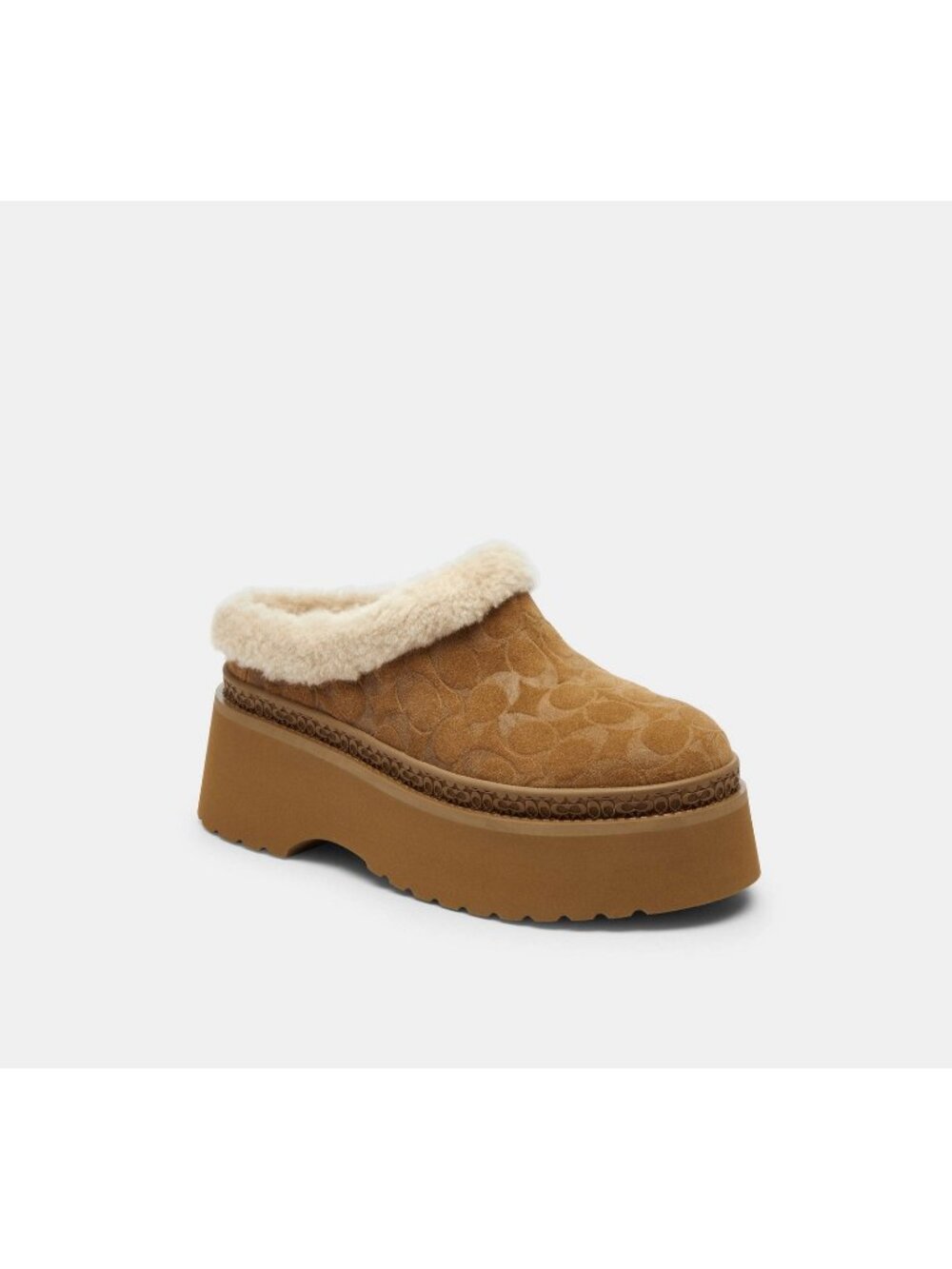 Coach Cecelia Shearling Clog Women's 10B Tobacco Leather Slip-On Round Toe